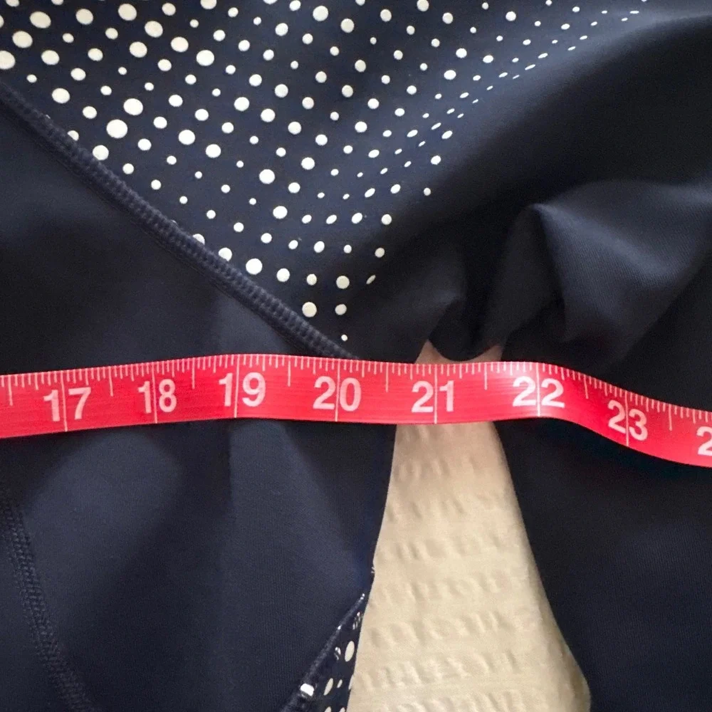 Athleta Running Wild 1/2 Zip Hooded Pullover Navy Polka Dot Athletic Women's L - Picture 6 of 8